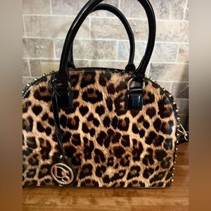 Dasein Leopard Purse with Studs